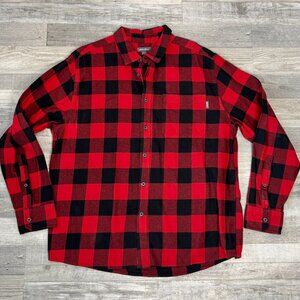 Eddie Bauer mens red black check flannel button down long sleeve size XXL I44
